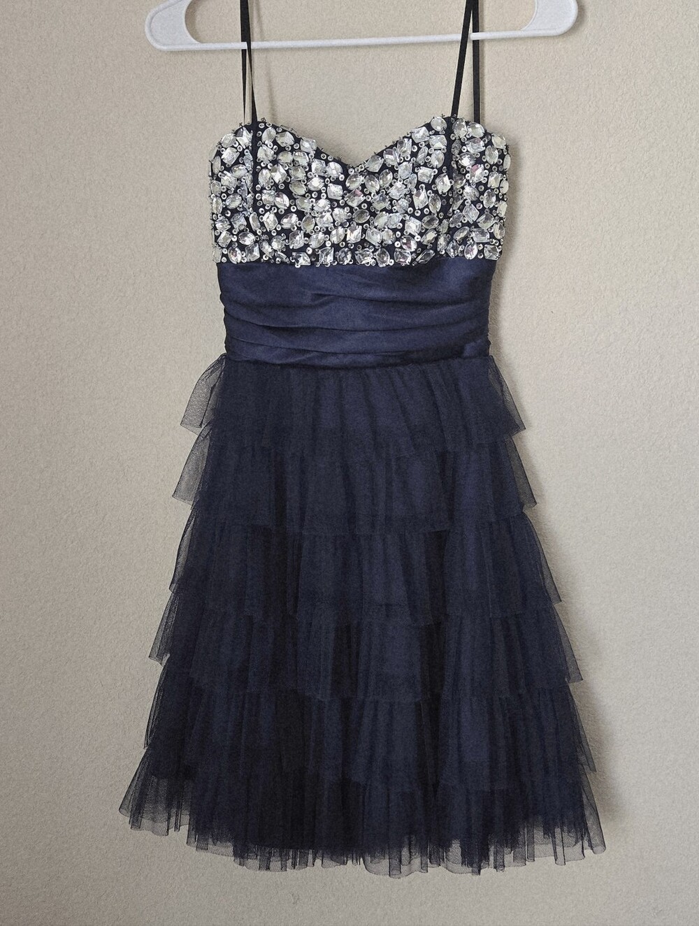 DEB Women's Junior's Navy Evening Party Dress with Embellished Bodice